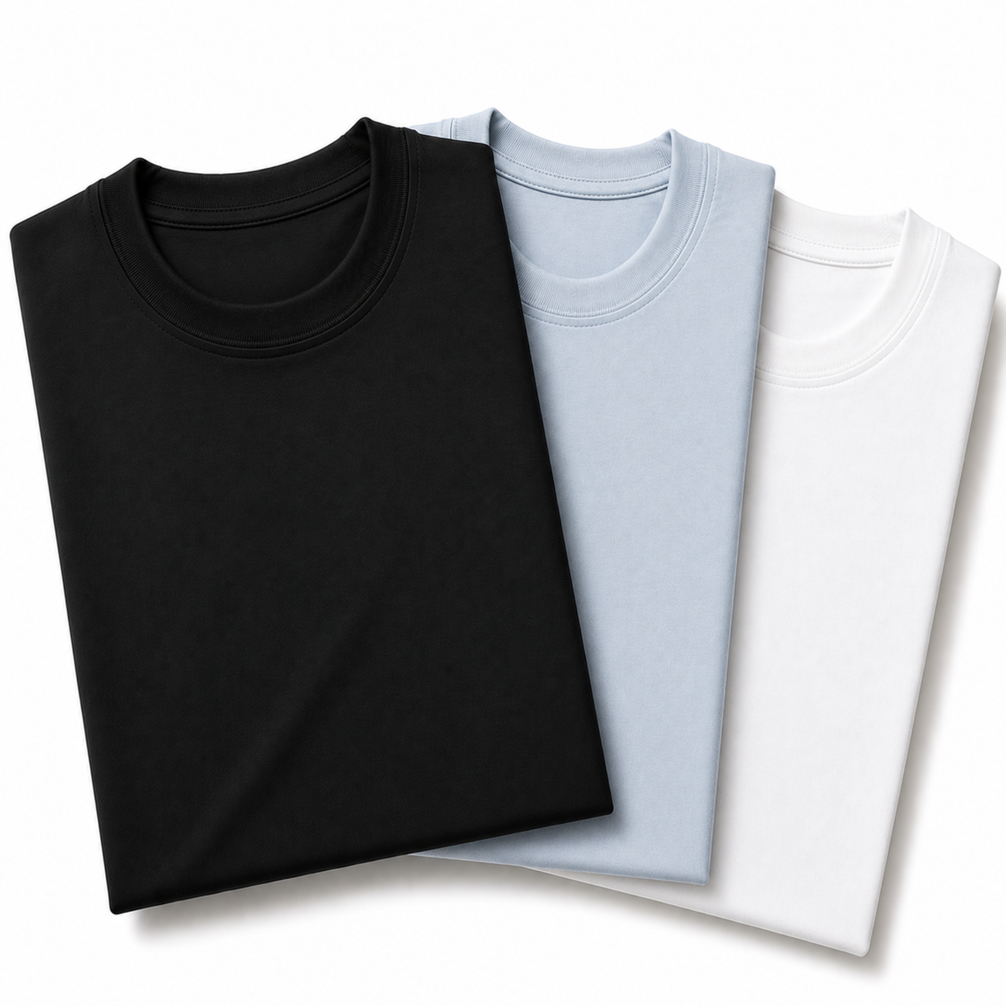 Pack of 3 Essential Black/Icy Blue/White