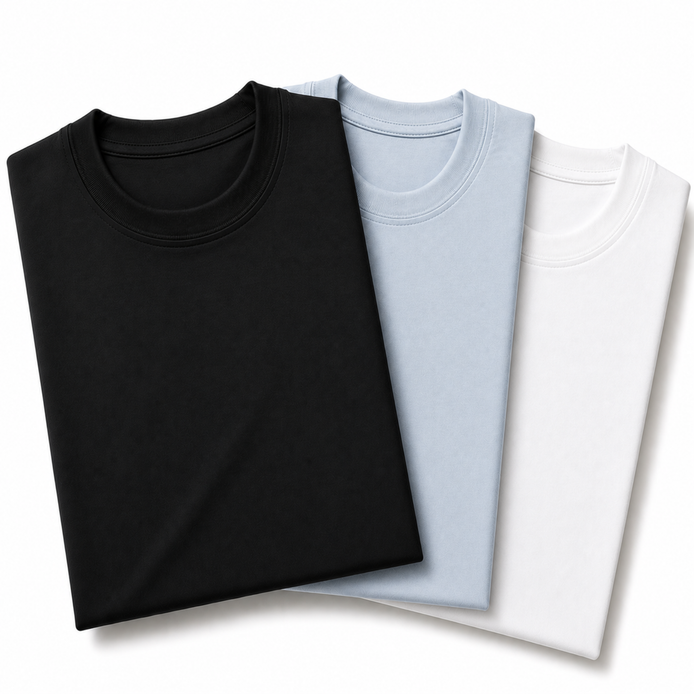 Pack of 3 Essential Black/Icy Blue/White