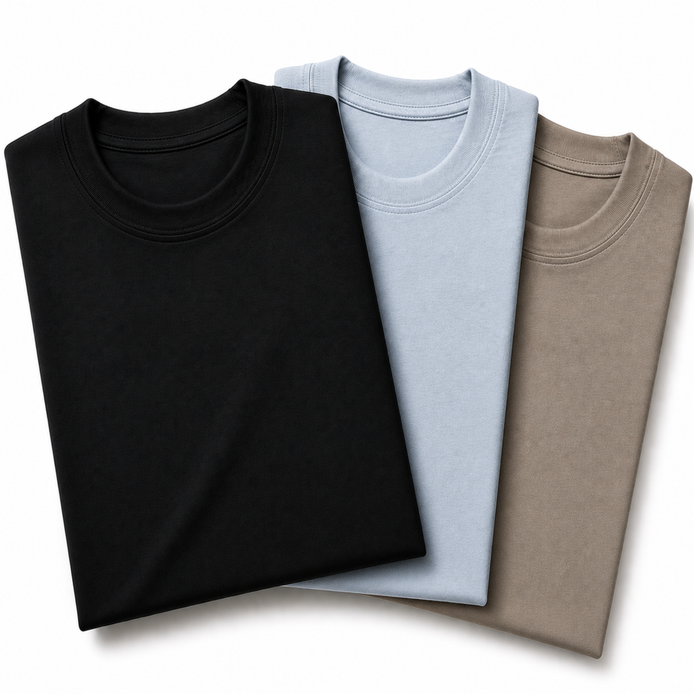 Pack of 3 Essential Black/Icy Blue/Stone Beige