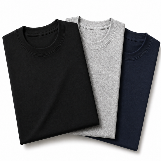Pack of 3 Essential Black/Heather Grey/Navy Blue