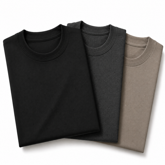 Pack of 3 Essential Black/Charcoal/Stone Beige