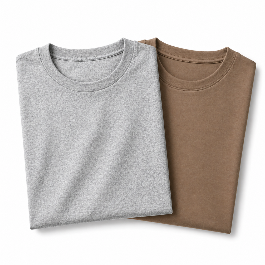 Pack of 2 Essential Heather Grey/Stone Beige