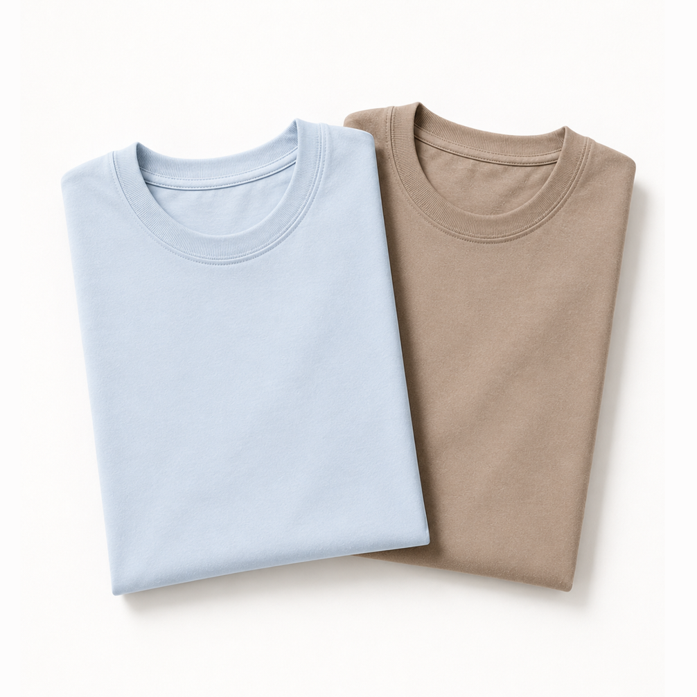 Pack of 2 Essential Stone Beige/Icy Blue